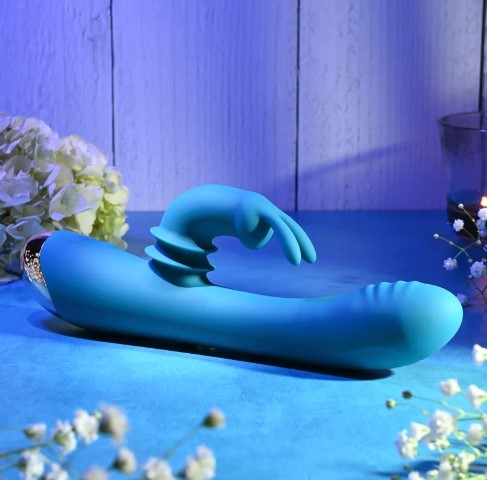 Vibrador de Ponto G e Clitóris Recarregável com 3 Velocidades, Movimento de Vai e Vem e 8  Modos de Vibração - Adam & Eve Shimmy & Shake Velvet Rabbit | 12 x 3,5 cm - 2