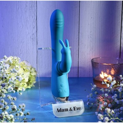 Vibrador de Ponto G e Clitóris Recarregável com 3 Velocidades, Movimento de Vai e Vem e 8  Modos de Vibração - Adam & Eve Shimmy & Shake Velvet Rabbit | 12 x 3,5 cm