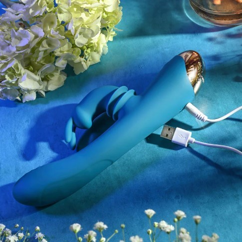 Vibrador de Ponto G e Clitóris Recarregável com 3 Velocidades, Movimento de Vai e Vem e 8  Modos de Vibração - Adam & Eve Shimmy & Shake Velvet Rabbit | 12 x 3,5 cm - 3