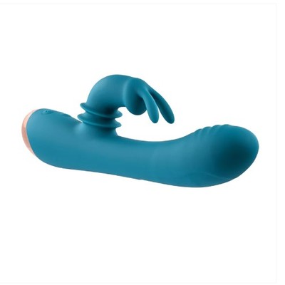 Foto 5 do produto Vibrador de Ponto G e Clitóris Recarregável com 3 Velocidades, Movimento de Vai e Vem e 8  Modos de Vibração - Adam & Eve Shimmy & Shake Velvet Rabbit | 12 x 3,5 cm