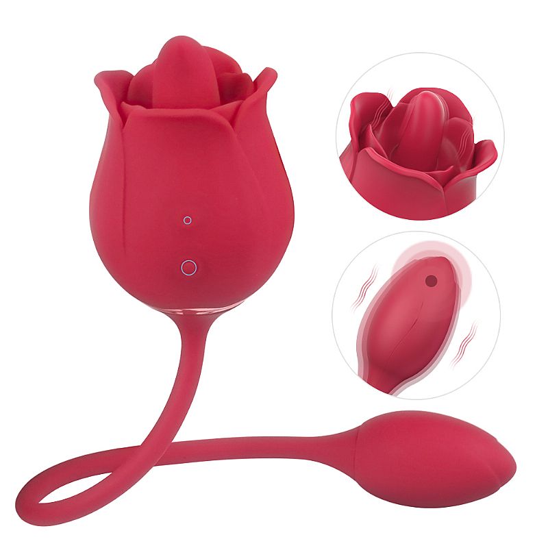 Vibrador de Ponto G e Clitóris Recarregável com Formato de Rosa, 9 Modos de Estimulação e Vibração - S-hande Twin Blossoms | Disponível em 2 Cores - 9