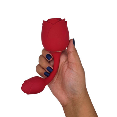 Vibrador de Ponto G e Clitóris Recarregável em Formato de Rosa com 9 Modos de Vibração e 9 Tipos de Pulsação - S-Hande Immortal Flower 3 | 20 x 5,5 cm