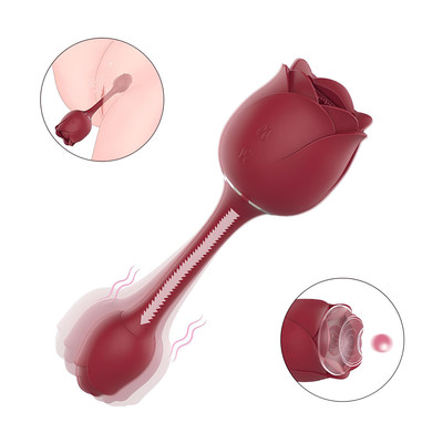 Foto 3 do produto Vibrador de Ponto G e Clitóris Recarregável em Formato de Rosa com 9 Modos de Vibração e 9 Tipos de Pulsação - S-Hande Immortal Flower 3 | 20 x 5,5 cm