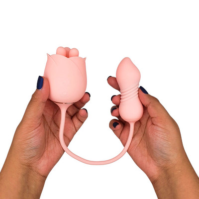 Foto 8 do produto Vibrador de Ponto G e Clitóris em Formato de Rosa, Recarregável com 9 Modos de Rotações e 9 Modos Vai e Vem- S-Hande Forget Me Not 7 | Disponível em 2 Cores