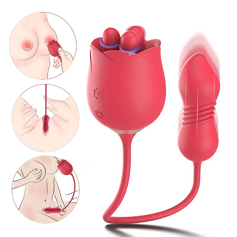 Vibrador de Ponto G e Clitóris em Formato de Rosa, Recarregável com 9 Modos de Rotações e 9 Modos Vai e Vem- S-Hande Forget Me Not 7 | Disponível em 2 Cores - 3