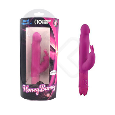 Foto 1 do produto Vibrador de Ponto G e Clitóris em Silicone com 10 Modos de Vibração - Aphrodisia Honey Bunny - 11,1 x 3,2 cm | Disponível em 2 Cores
