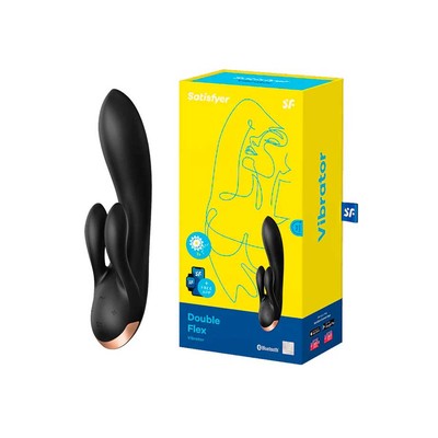 Vibrador de Ponto G e Clitóris em Silicone Antialérgico com 3 Motores, 10 Modos de Vibração, 5 Intensidades e App Interativo - Satisfyer Double Flex | 14 x 3,6 cm
