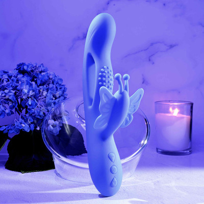 Foto 1 do produto Vibrador de Ponto G e Clitóris em Silicone, Motor Duplo com 10 Modos de Vibrações e Recarregável - Evolved Butterfly Dreams | 14,5 x 3,2 cm