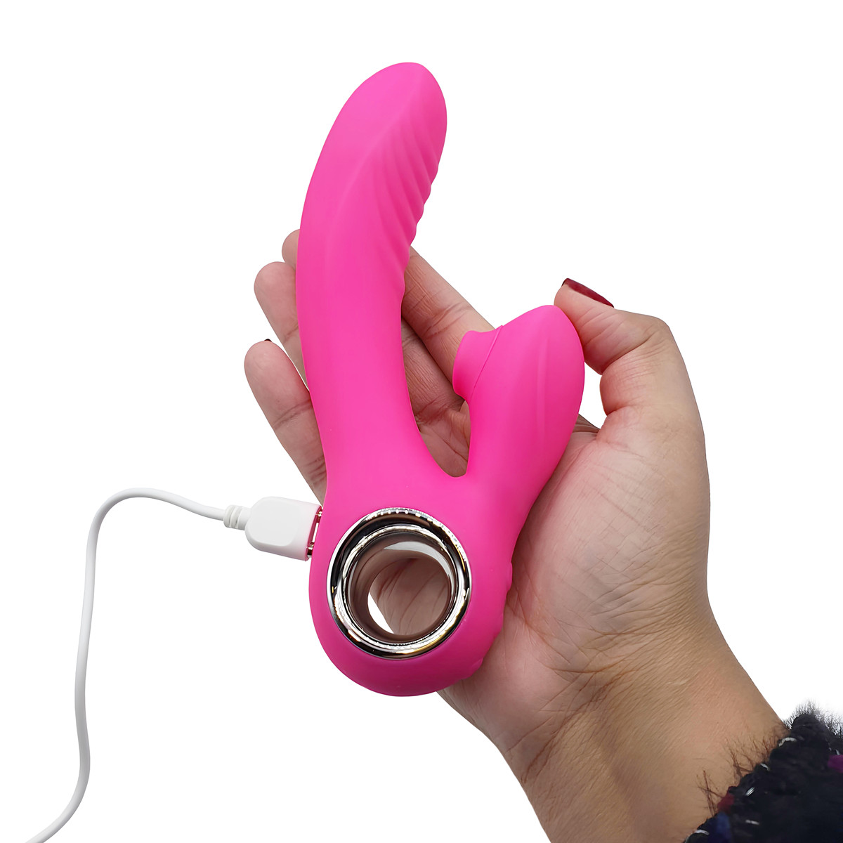 Vibrador de Ponto G e Clitóris em Silicone com 10 Modos de Vibração e Pulsação, Alça Ergonômica e Recarregável - SI Raptor | 13 x 3,4 cm | Disponível em 2 Cores - 6