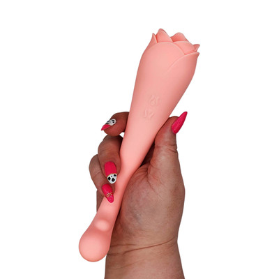 Vibrador de Ponto G e Estimulador Clitoriano em Formato de Rosa com Linguinha -  S-Hande Asap | 21 x 4,4 cm | Disponível em 2 cores