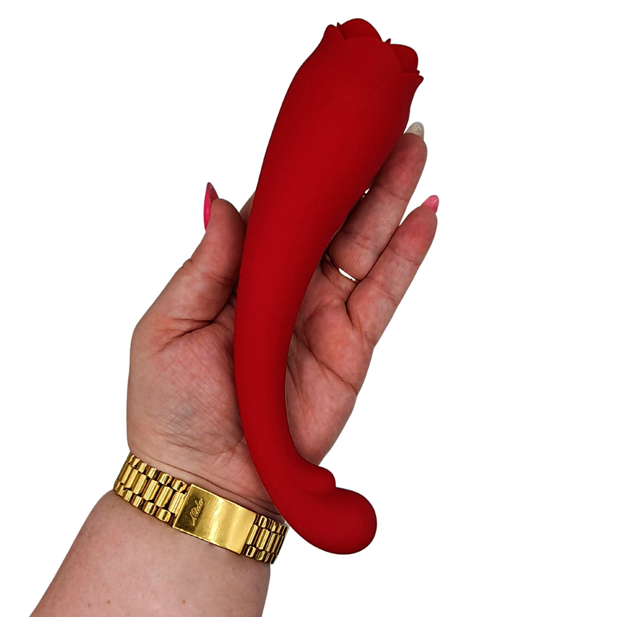 Vibrador de Ponto G e Estimulador Clitoriano em Formato de Rosa com Linguinha -  S-Hande Asap | 21 x 4,4 cm | Disponível em 2 cores - 3