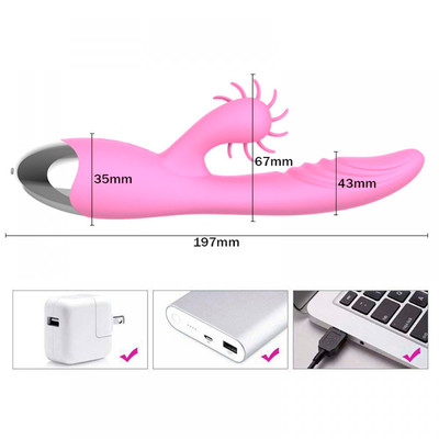 Foto 3 do produto Vibrador de Ponto G com Estimulador Clitóris, 7 Modos de Vibração, Rotação e Função de Auto Aquecimento - Dibe Dream Love | 11 x 3,2 cm