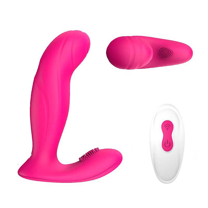 Vibrador de Ponto G e Estimulador de Clitóris com Cerdas Estimuladoras, 9 Modos de Vibração e Controle Remoto sem Fio - S-Hande PROG-RCT | 10,5 x 3 cm | Disponível em 2 Cores - 2