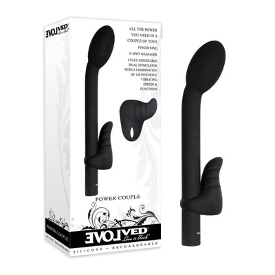 Foto 1 do produto Vibrador de Ponto G e Estimulador de Clitóris feito em ABS Macio, 7 Modos de Vibração e Carregamento Via Cabo USB - Evolved Power Couple | 19 x 3,4 cm