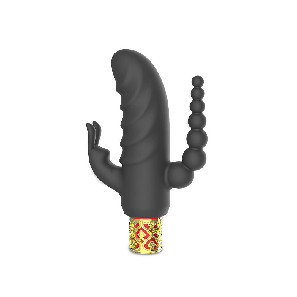 Vibrador de Ponto G com Estimulador de Clitóris em Forma de Coelho, Plug Anal Escalonado e 10 Modos de Vibração - ASTA NV TOYS - 7,4 x 3,4 cm - 5