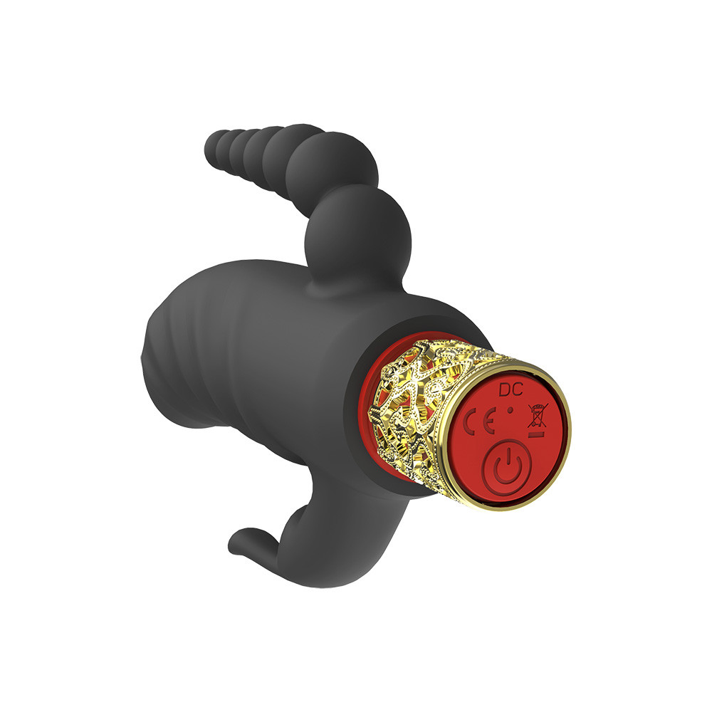 Vibrador de Ponto G com Estimulador de Clitóris em Forma de Coelho, Plug Anal Escalonado e 10 Modos de Vibração - ASTA NV TOYS - 7,4 x 3,4 cm - 6