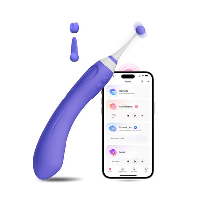 Vibrador de Ponto G com Estimulador de Clitóris, Recarregável com 7 Modos de Vibração e Controle por Aplicativo - Lovense Hyphy | 12 x 3,4 cm