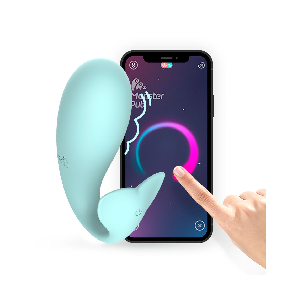 Vibrador de Ponto G e Estimulador de Clitóris Recarregável Com 8 Modos de Vibração e Aplicativo - Monster Pub Doctor Whale | 14 x 3,2 cm - 2