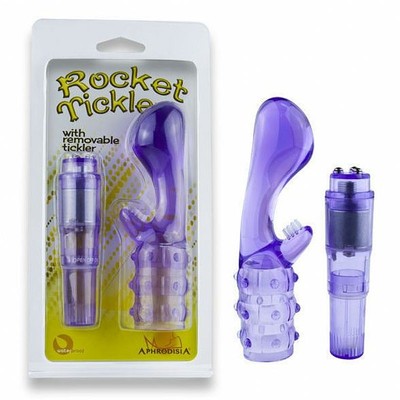 Foto 2 do produto Vibrador de Ponto G e Estimulador de clítoris com Saliências e cerdas - Aphrodisia Rocket Ticklers - 19 x 3 cm | Disponível em 2 Cores