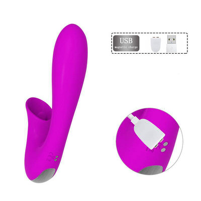 Foto 4 do produto Vibrador de Ponto G com Estimulador de Clitóris em Silicone, 12 Modos de Vibração e Carregamento via Cabo USB - Pleasure Dreams | 13 x 4 cm