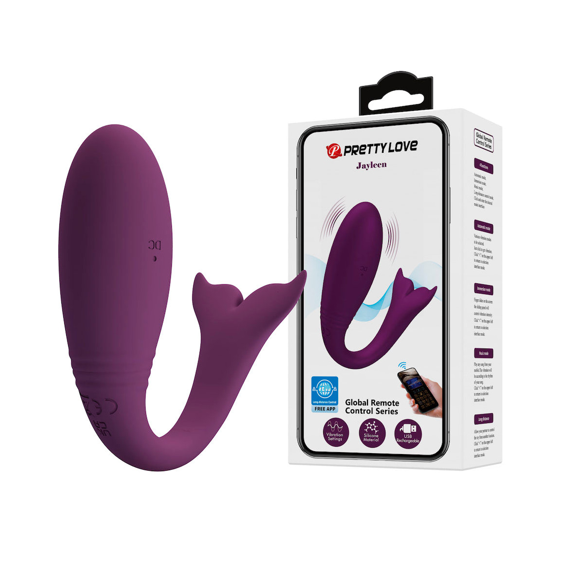Vibrador de Ponto G em Forma de Baleia com 12 Modos de Vibração, Controle Remoto por Aplicativo e Recarregável - Pretty Love Jayleen | Disponível em 2 Cores - 8