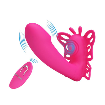 Foto 4 do produto Vibrador de Ponto G em Forma de Borboleta com Estimulador de Clitóris, 12 Modos de Vibração, 4 Pulsações e Controle Remoto sem Fio - Pretty Love Katherine | 8 x 2,5 cm