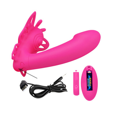 Foto 7 do produto Vibrador de Ponto G em Forma de Borboleta com Estimulador de Clitóris, 12 Modos de Vibração, 4 Pulsações e Controle Remoto sem Fio - Pretty Love Katherine | 8 x 2,5 cm