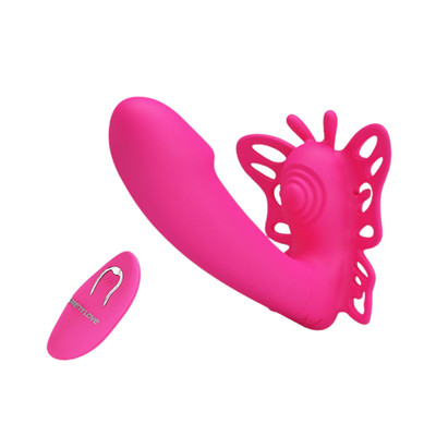 Foto 3 do produto Vibrador de Ponto G em Forma de Borboleta com Estimulador de Clitóris, 12 Modos de Vibração, 4 Pulsações e Controle Remoto sem Fio - Pretty Love Katherine | 8 x 2,5 cm