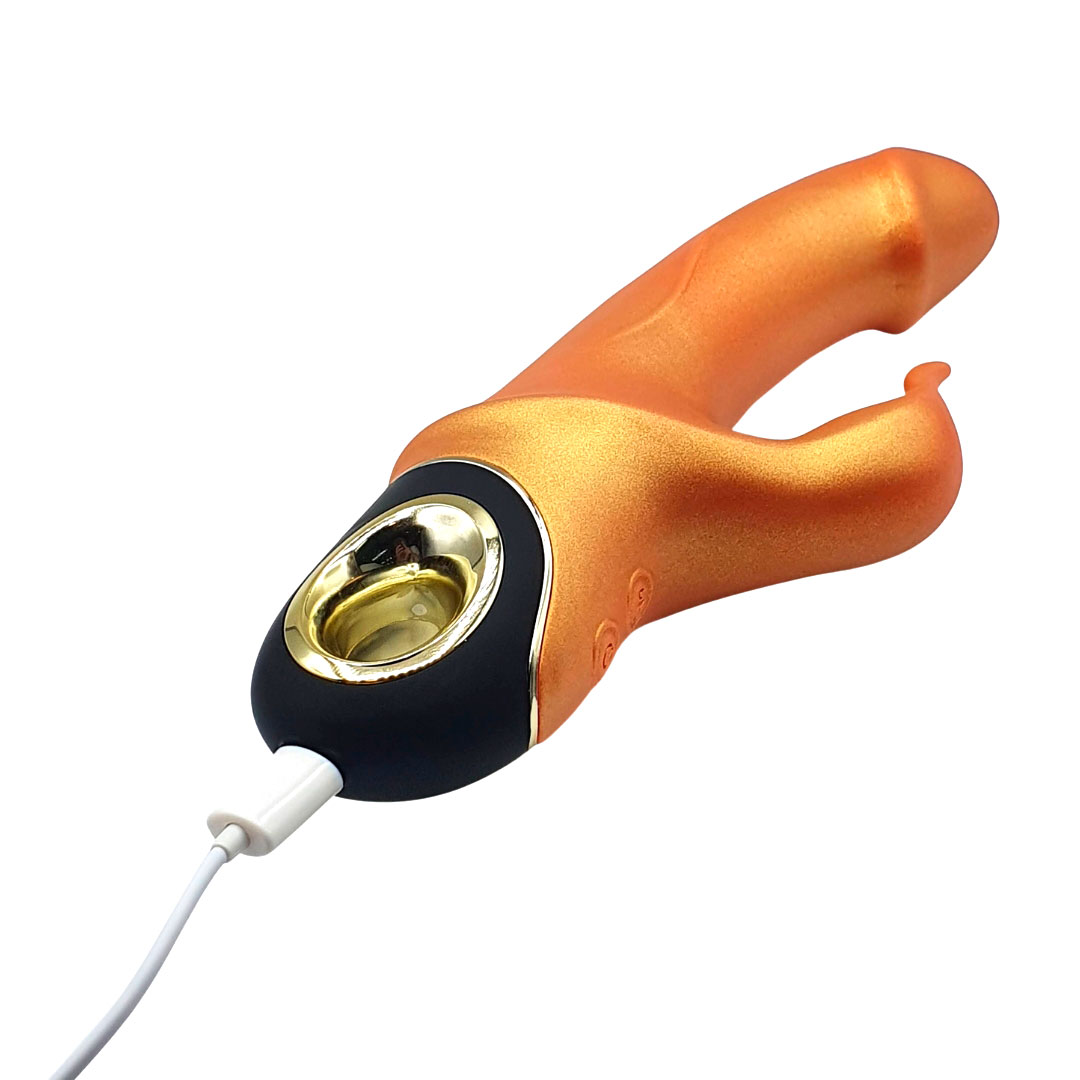 Vibrador de Ponto G em Formato de Prótese Realística e Coelho com 9 Modos de Vibração - Intt Toys Especial Luxury Golden Dick | 11,5 x 3,7 cm - 6