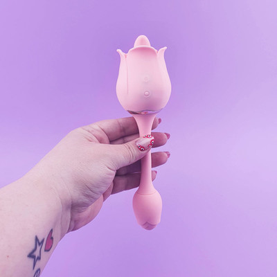 Foto 3 do produto Vibrador de Ponto G em Formato de Rosa com Estimulador de Língua, 9 Modos de Vibração e Recarregável - S-Hande Rose Pro 5 | Disponível em 2 Cores