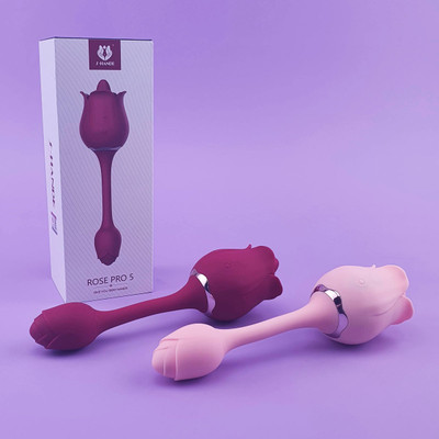 Foto 1 do produto Vibrador de Ponto G em Formato de Rosa com Estimulador de Língua, 9 Modos de Vibração e Recarregável - S-Hande Rose Pro 5 | Disponível em 2 Cores