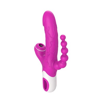 Foto 5 do produto Vibrador de Ponto G com Glande, Clitóris, Plug Anal Escalonado, Recarregável, 12 Modos de Vibração e 3 Níveis de Pulsação - Eros | 12 x 3,5 cm