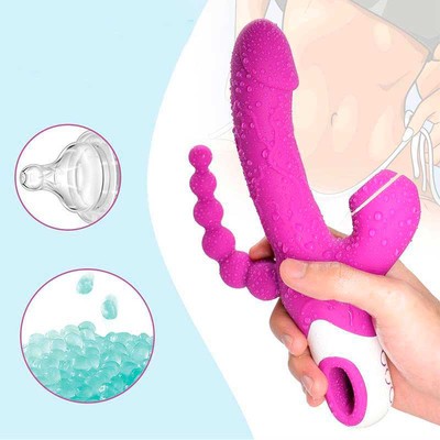 Foto 7 do produto Vibrador de Ponto G com Glande, Clitóris, Plug Anal Escalonado, Recarregável, 12 Modos de Vibração e 3 Níveis de Pulsação - Eros | 12 x 3,5 cm