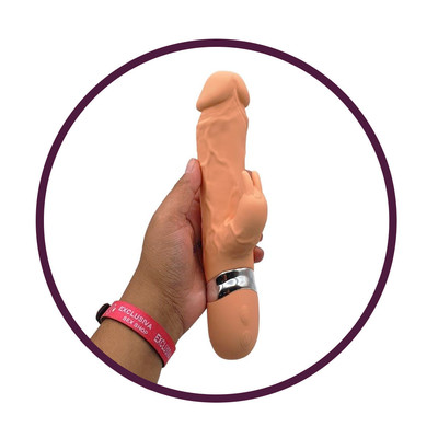 Foto 6 do produto Vibrador de Ponto G com Glande Definida e Estimulador de Clitóris, 7 Modos de Vibração com Motor de Duplo - 16 x 4 cm | | Cor: Bege