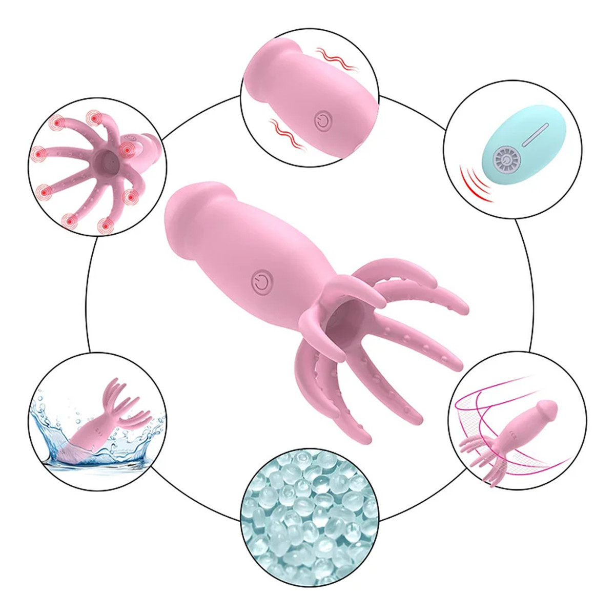 Vibrador de Ponto G com Glande em Silicone, Estimulador no Formato de Polvo e 10 Modos de Vibração - Small Octopus | 8,3 x 3,5 cm | Disponível em 2 Cores - 2