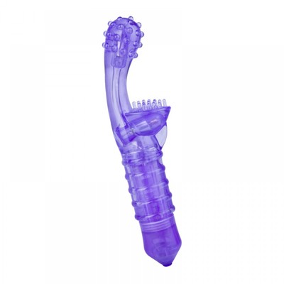 Foto 2 do produto Vibrador de Ponto G em Jelly com Saliências Estimuladoras e 10 Vibrações - Aphrodisia Crystal Tickler G - 19 x 3,5 cm | Cor: Roxo