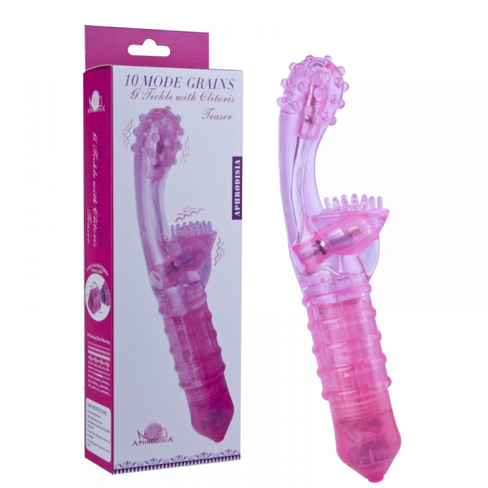 Vibrador de Ponto G em Jelly com Saliências Estimuladoras e 10 Vibrações - Aphrodisia Crystal Tickler G - 19 x 3,5 cm | Cor: Rosa - 1