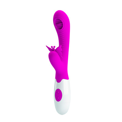 Foto 2 do produto Vibrador de Ponto G com Língua, Estimulador de Clitóris em Formato de Borboleta e 12 Modos de Vibração - Pretty Love Moth | 10 x 3 cm