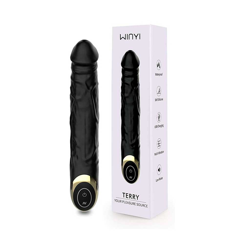 Vibrador Ponto G Recarregável em Formato de Pênis com Glande, 10 Modos de Vibração e Resistente à Água - Winy Terry | 17 x 3,4 cm - 1