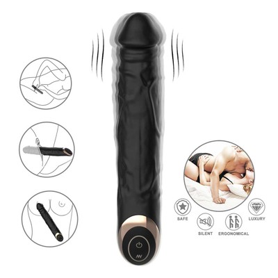 Foto 5 do produto Vibrador Ponto G Recarregável em Formato de Pênis com Glande, 10 Modos de Vibração e Resistente à Água - Winy Terry | 17 x 3,4 cm