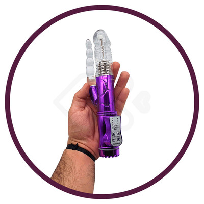 Vibrador de Ponto G Recarregável com Rotação 360°, Plug Anal Escalonado e 36 Modos de Vibração - Adão & Eva Jack Rabbit | 10,5 x 2,8 cm