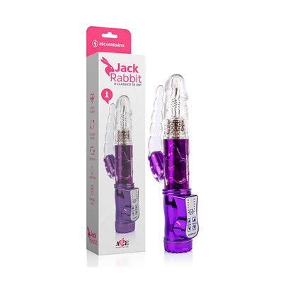 Vibrador de Ponto G Recarregável com Rotação 360°, Plug Anal Escalonado e 36 Modos de Vibração - Adão & Eva Jack Rabbit | 10,5 x 2,8 cm