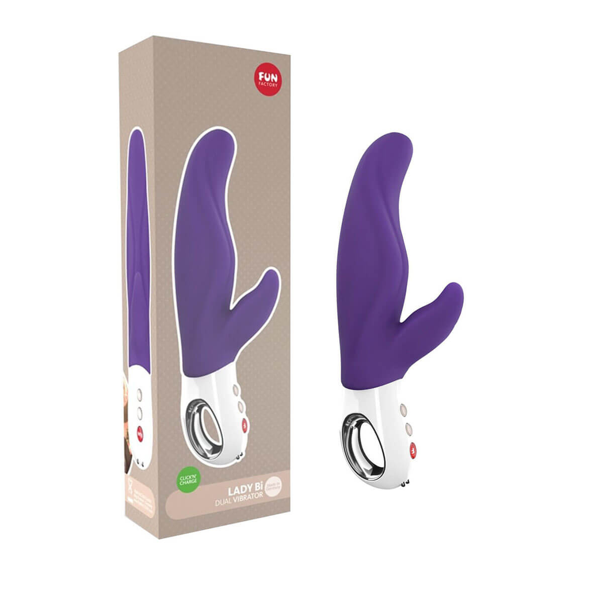 Vibrador Ponto G Recarregável em Silicone Soft Touch com Estimulador de Clítoris e 6 Modos de Vibração, a Prova D'Água - Fun Factory Lady Bi | 22 x 4 cm | Disponível em 3 cores - 3