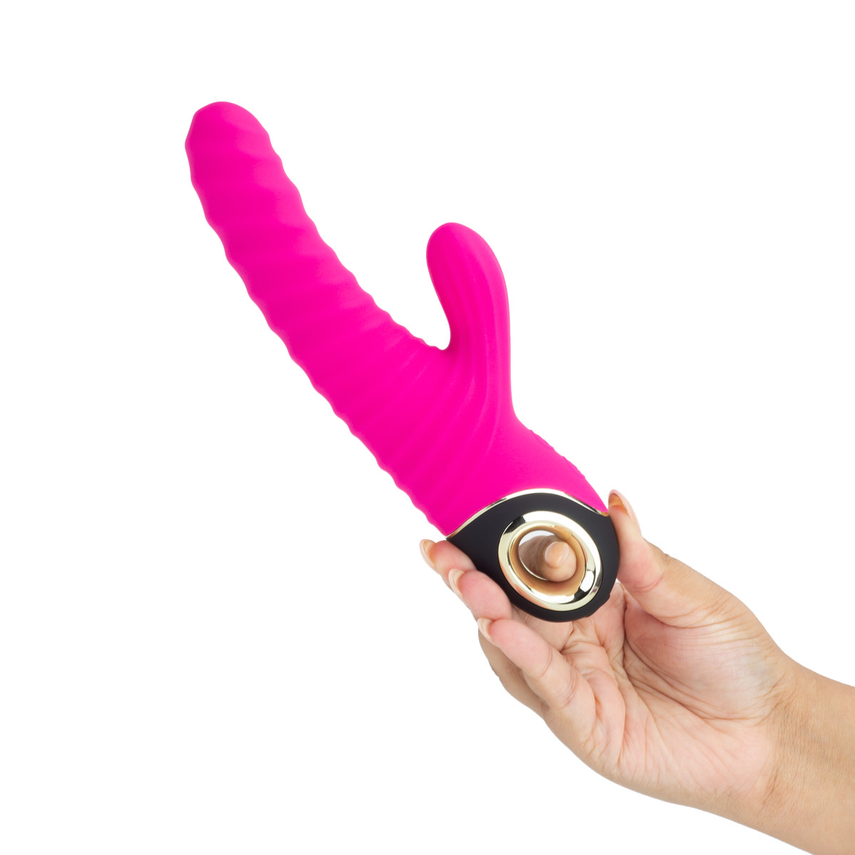 Vibrador de Ponto G com Estimulador de Clitóris em Silicone, Texturas Onduladas, 9 Modos de Vibração, Motor Duplo e Recarregável - Rabbie Vibrator | 12 x 3,5 cm - 6