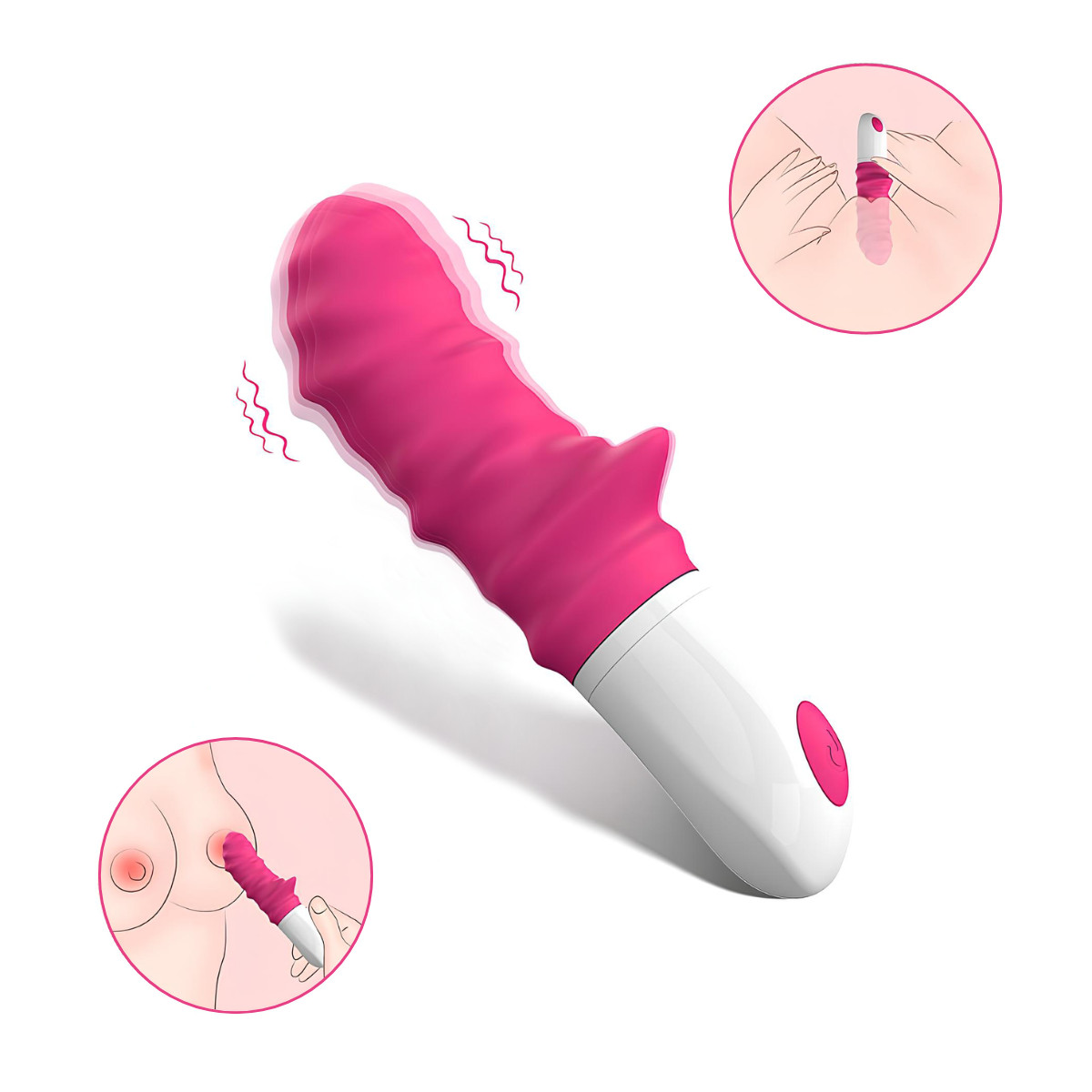 Vibrador de Ponto G em Silicone Flexível com Relevos e 9 Modos de Vibração - S-Hande Sparta 3 | 8,5 x 4,1 cm | Disponível em 2 Cores - 8
