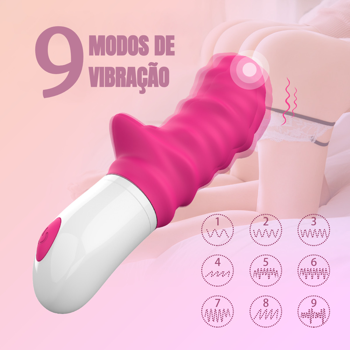 Vibrador de Ponto G em Silicone Flexível com Relevos e 9 Modos de Vibração - S-Hande Sparta 3 | 8,5 x 4,1 cm | Disponível em 2 Cores - 10
