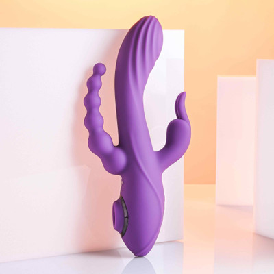 Foto 2 do produto Vibrador Rabbit com 10 Modos de Vibração, 3 Niveis de Sucção, 3 Motores, Resistente à Água e Recarregável - Evolved Fourgasm | 11,2 x 3,7 cm