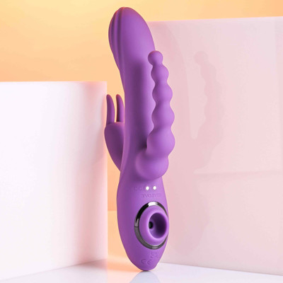 Foto 3 do produto Vibrador Rabbit com 10 Modos de Vibração, 3 Niveis de Sucção, 3 Motores, Resistente à Água e Recarregável - Evolved Fourgasm | 11,2 x 3,7 cm