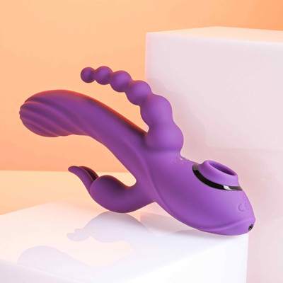 Vibrador Rabbit com 10 Modos de Vibração, 3 Niveis de Sucção, 3 Motores, Resistente à Água e Recarregável - Evolved Fourgasm | 11,2 x 3,7 cm