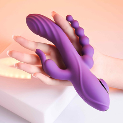 Vibrador Rabbit com 10 Modos de Vibração, 3 Niveis de Sucção, 3 Motores, Resistente à Água e Recarregável - Evolved Fourgasm | 11,2 x 3,7 cm